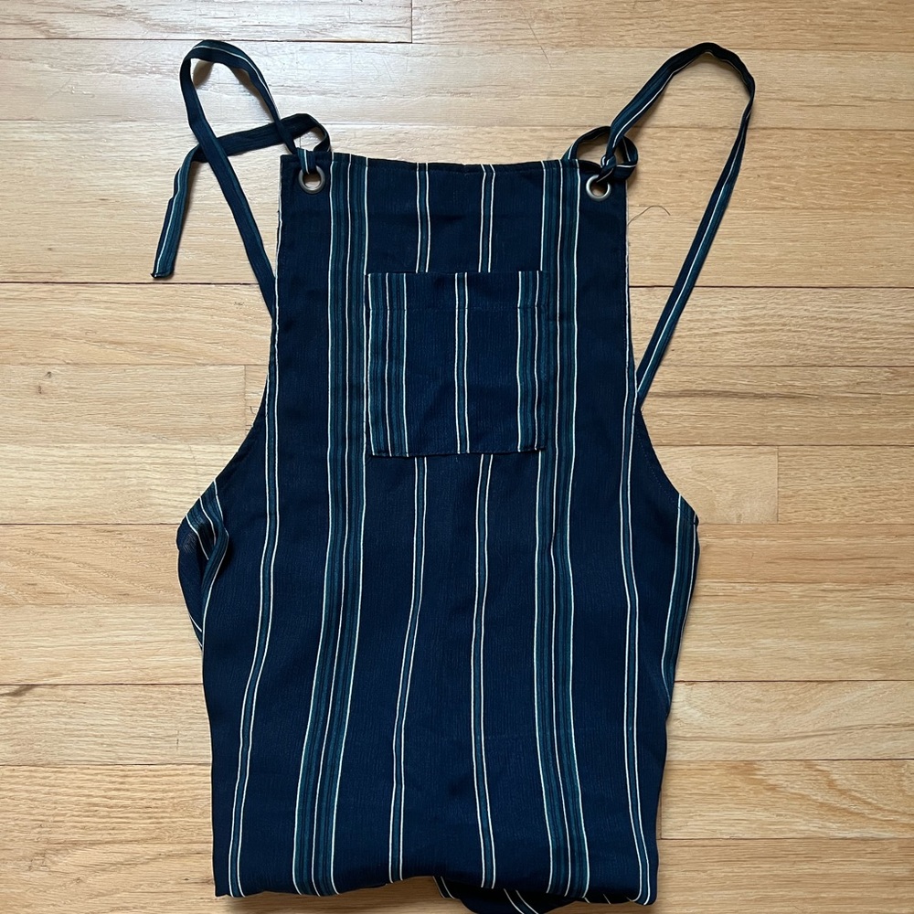 Xhilaration wide leg light weight overalls - baby blue/green/white stripped -new